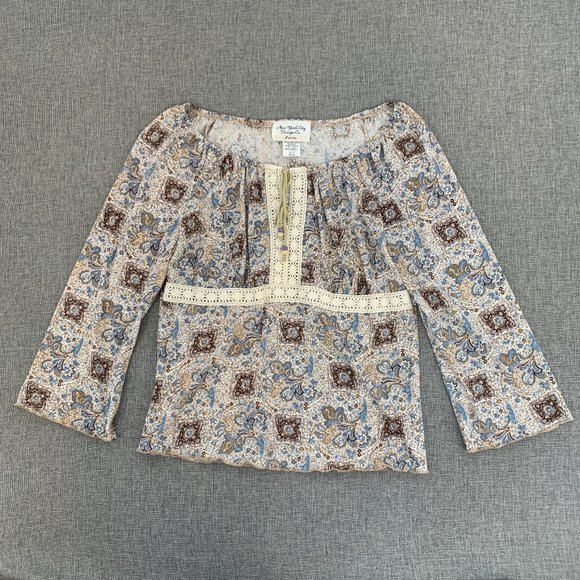 New York City Design Co. Tops - New York City Design Co. Boho Blouse Front Tie Off The Shoulder Wide Sleeves‎ PS